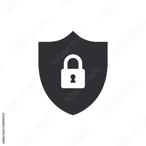 Security vector icon. Shield with lock. Protection icon. Shield vector icon. Password protection. Safety system. Lock icon. Secure access. Privacy symbol. Protection activated. Active safety. Guard 