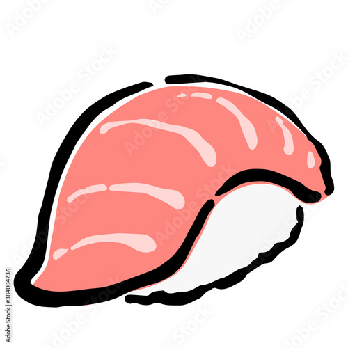 Illustration of Otoro Sushi: Illustration like woodblock print