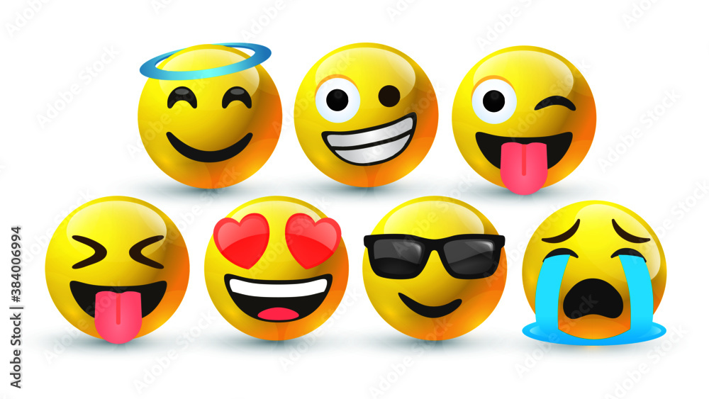 high quality icon 3d vector round yellow cartoon bubble emoticons for  social media Whatsapp Instagram Facebook Twitter chat comment reactions  icon template face tear, laughter emoji character message Stock Vector |  Adobe