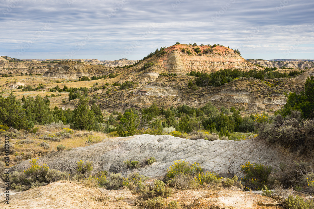 View over the Rocks and Grass of the Painted Canyon in Theodore Roosevelt National Park