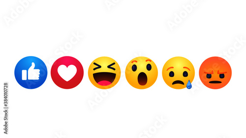 high quality vector round yellow cartoon bubble emoticons comment social media Facebook chat comment reactions, icon template face tear, smile, sad, love, like, Lol, laughter emoji character message