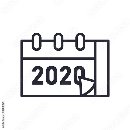 2020 calendar line style icon vector design