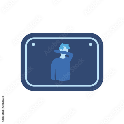 man coughing on elbow in road sign flat style icon vector design