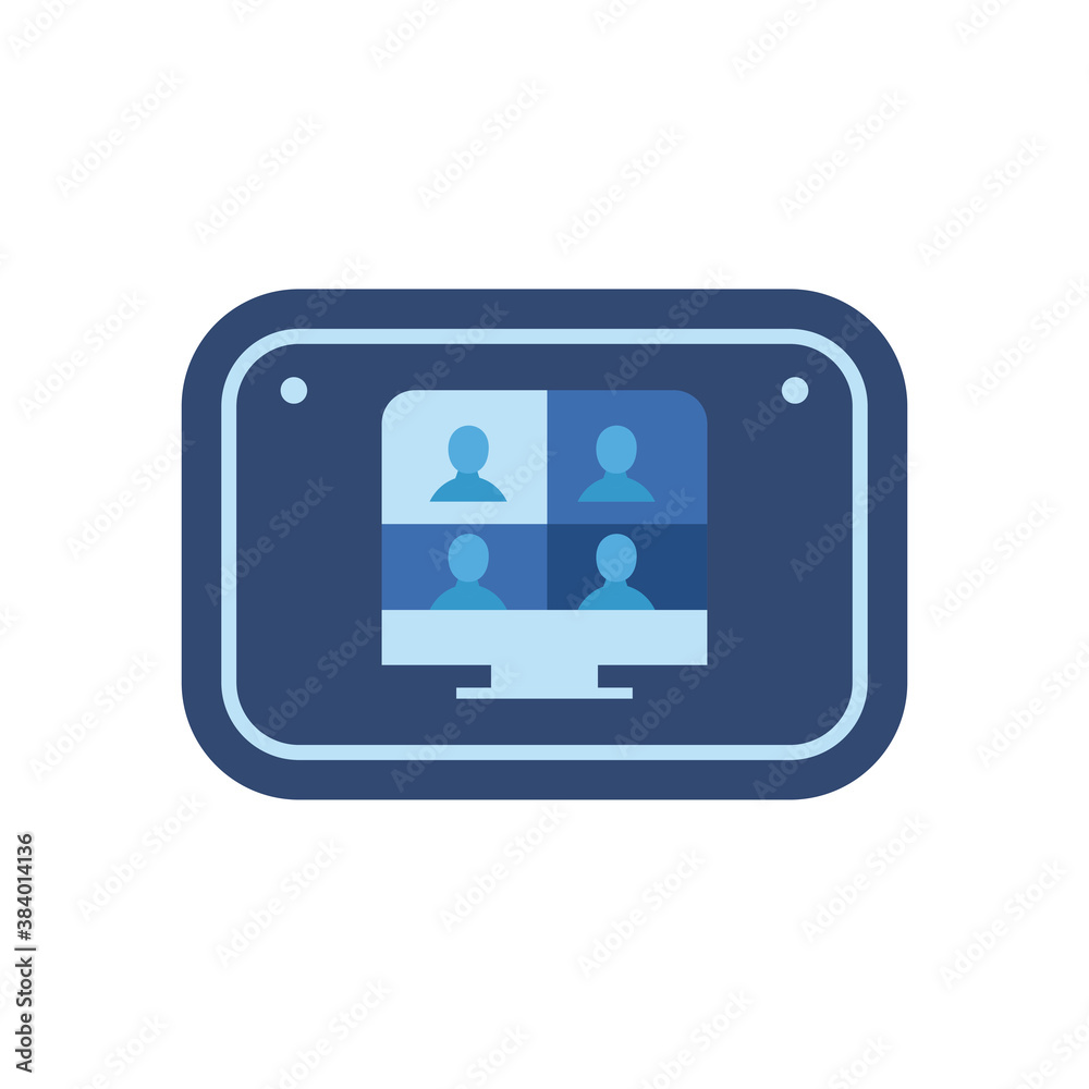 people on computer in video chat flat style icon vector design people on computer in video chat flat style icon vector design