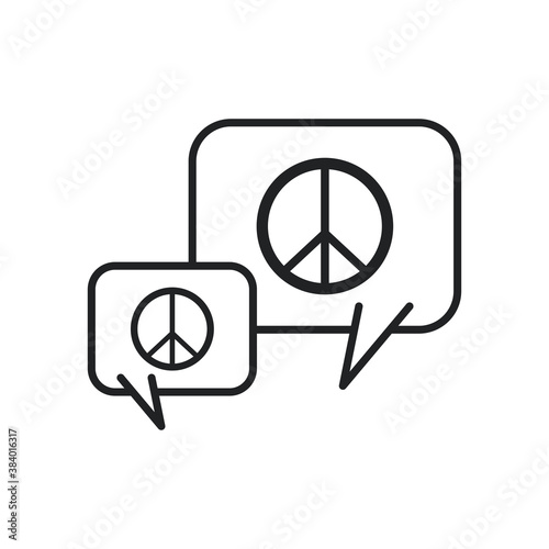 peace and love in bubbles line style icon vector design