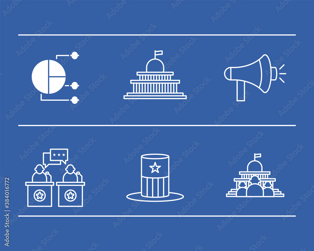 usa elections and vote line style icon collection vector design