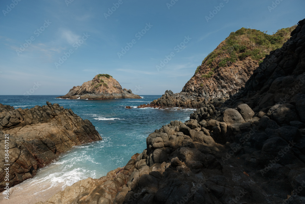 Beautiful beach scenery at Pantai Telawas or Pantai Semeti in Lombok, Indonesia