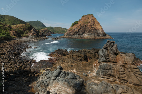 Beautiful beach scenery at Pantai Telawas or Pantai Semeti in Lombok, Indonesia photo