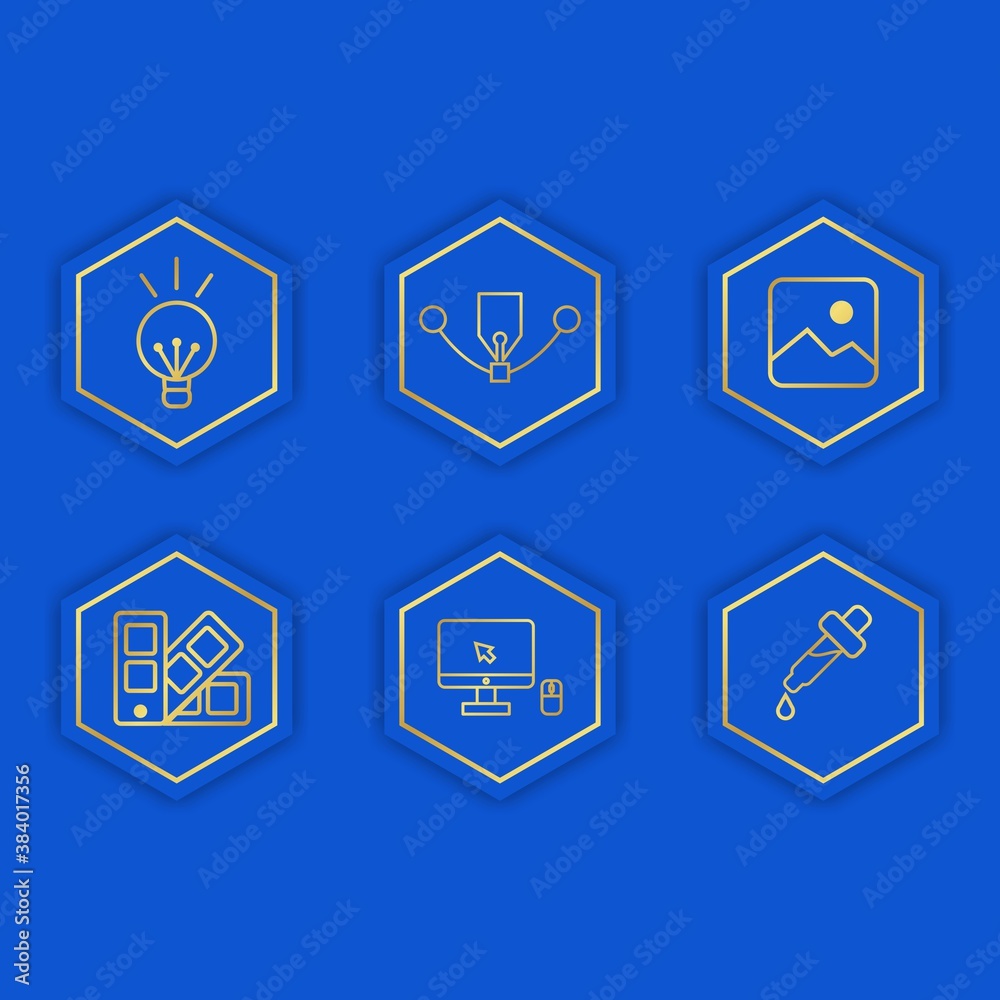 Elegant icon of graphic design with gold color Elegant icon of graphic design with gold color