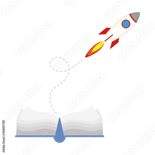 rocket start up launcher with textbook icon