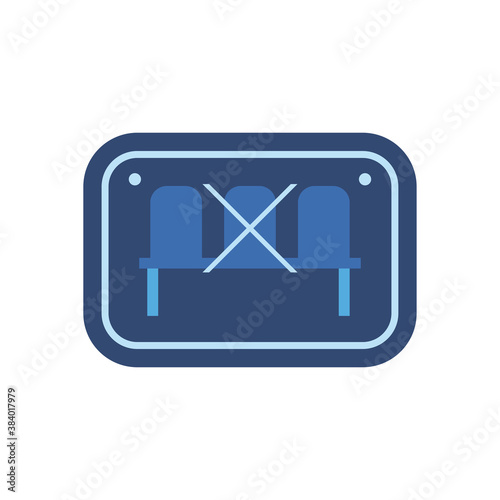 social distance of chairs in road sign flat style icon vector design