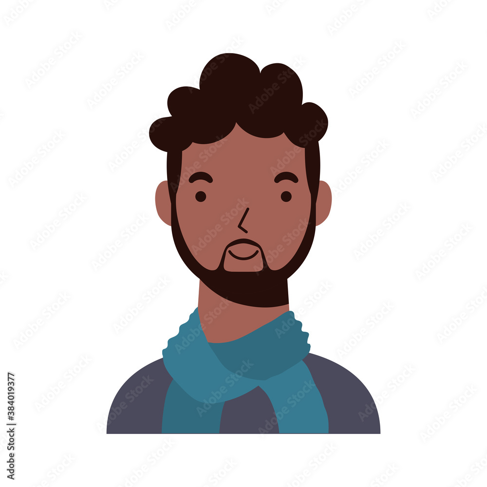 afro ethnic man with beard character icon