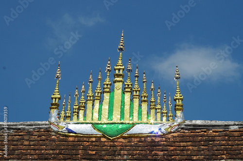 ルアンパバーンの寺院の屋根の飾り