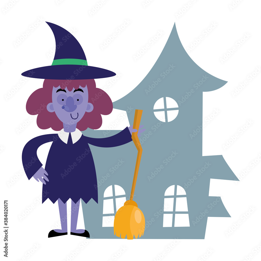 halloween witch cartoon vector design