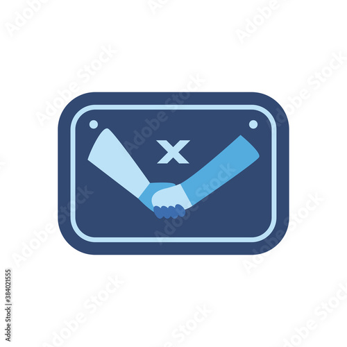 do not shake hands in road sign flat style icon vector design