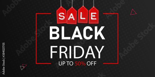 Black Friday sale on black background and red frame.