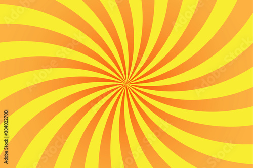 Red yellow orange rays in retro style on light background. Abstract background design. Summer background. Vector graphic.