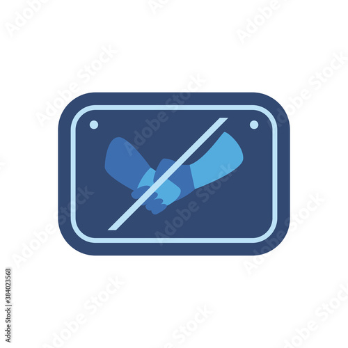 do not shake hands in road sign flat style icon vector design