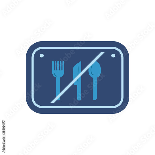 no restaurant in road sign flat style icon vector design