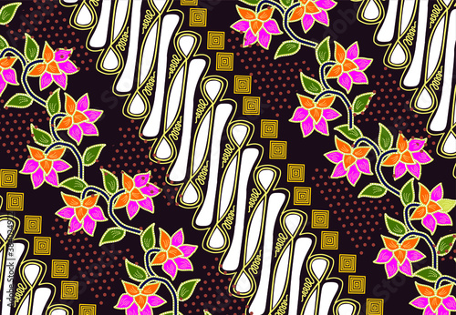 Indonesian batik motif, Batik is a technique of wax-resist dyeing applied to whole cloth, or cloth made using this technique originated from Indonesia. EPS 10