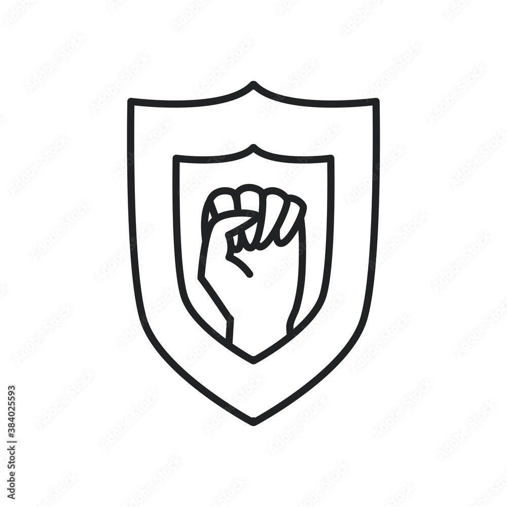 fist hand up in shield line style icon vector design fist hand up in shield line style icon vector design