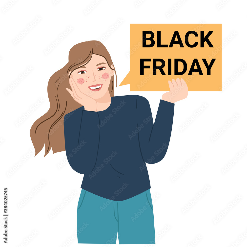 Black friday sale banner with woman vector illustration Black friday sale banner with woman vector illustration