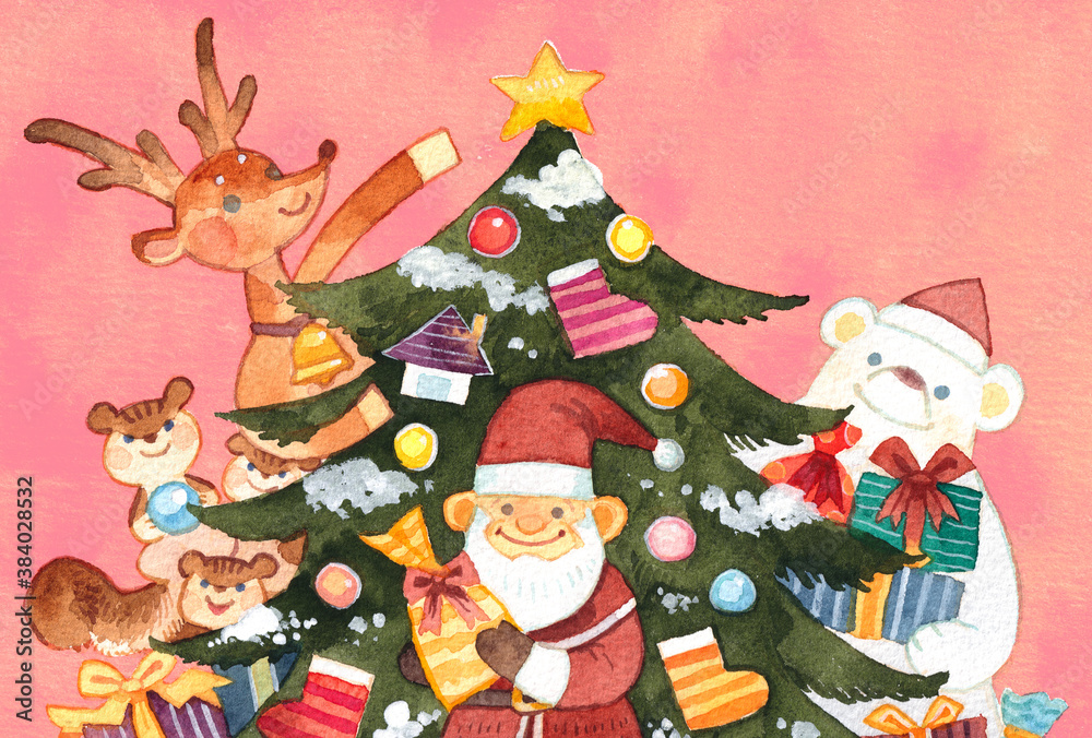 Fototapeta premium クリスマスカード(ピンク文字無し)