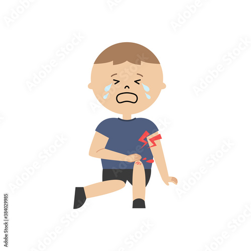 膝に怪我をした男の子のイラスト