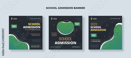 School admission square banner. Suitable for educational banner and social media post template