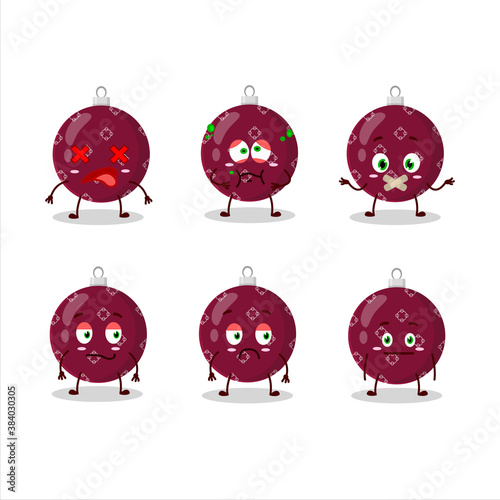 Christmas ball dark purple cartoon character with nope expression