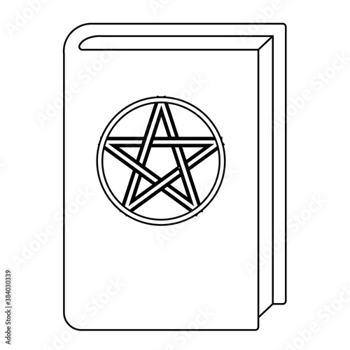 Simple illustration of book with pentagram Concept for Halloween day