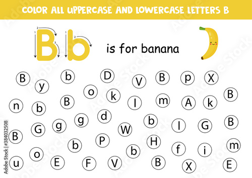 Alphabet worksheet. Find all letters Bb. Dot letters.