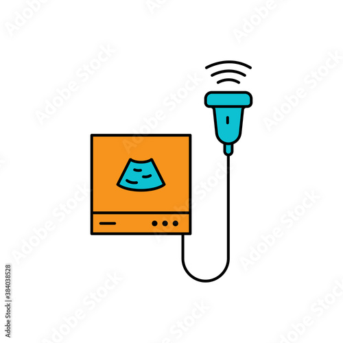 Ultrasound diagnosis medical flat icon. Design template vector