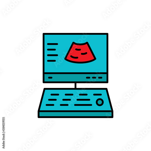 Ultrasound diagnosis medical flat icon. Design template vector
