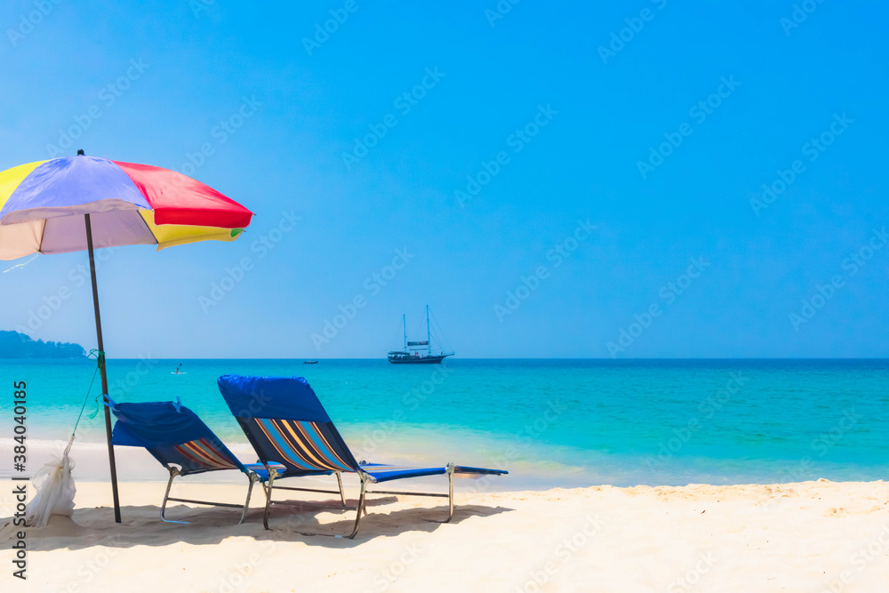 Relaxing beach, beautiful scenery tropical landscape..in summer vacation and  travel in holiday.