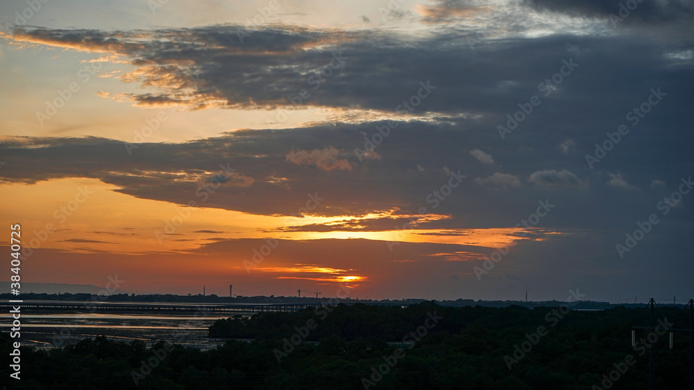 sunset in the city