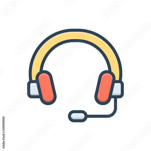 Color illustration icon for headset
