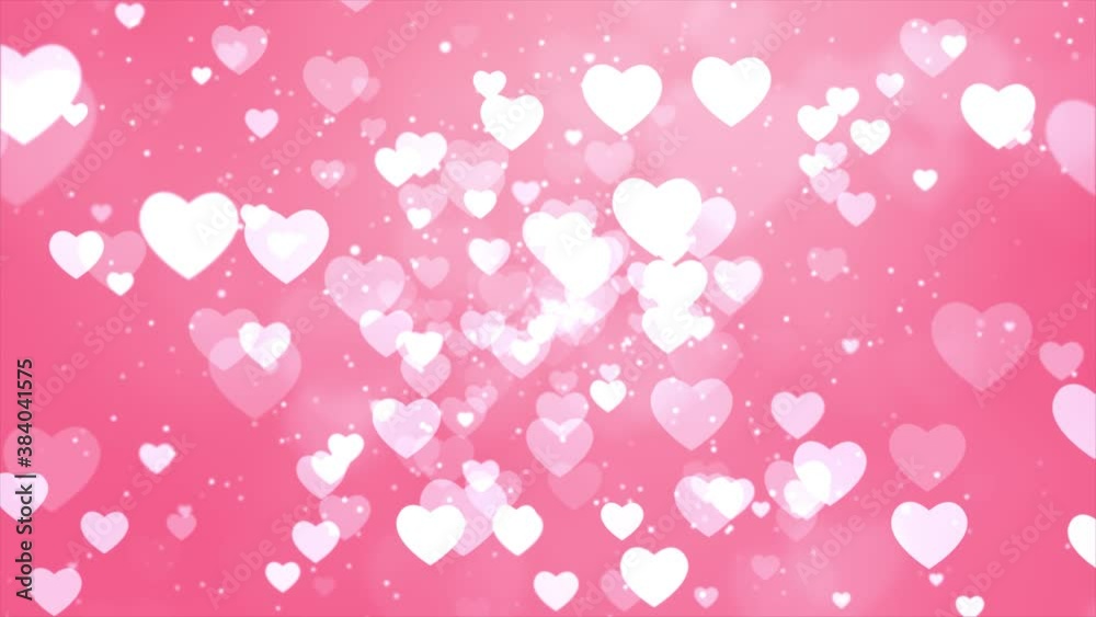 Pink Shining Hearts Particles bokeh Abstract Motion Seamless 4K loop video Animation Background. Valentine's Day, Mother's Day, Wedding Anniversary Greeting Cards, Wedding Invitation or Birthday.