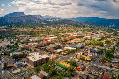 Aerial View of Durango, Colorado in Summer photo