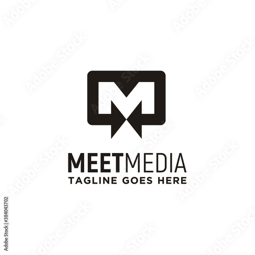 Initial Letter M Arrow negative space logo design
