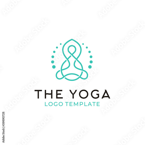 Artistic Human Yoga Pose with simple line art style logo design