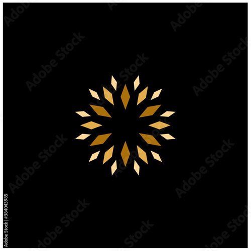 Elegant Golden Star Flower Fireworks Luxury logo design