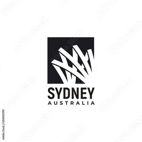 Australia Sydney Opera House Building Landmark Skyline Silhouette for Australian Trip Vacation Travel logo design