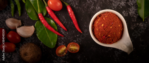 Photo Red curry paste made from chili