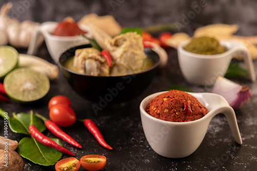 Red curry paste made from chili