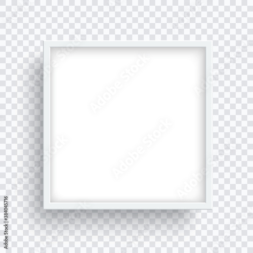 Square white frame isolated on transparent background.