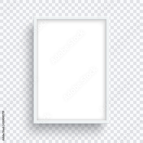 Rectangle white frame isolated on transparent background.