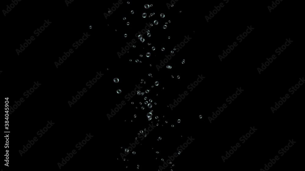 Water Bubbles filled carbon dioxide and float upwards. 4K 3D Green Screen loop Animation. soda bubbles, Ocean, Air, sea, aqua, Bath Soap, liquid, underwater, Drops, drink, splashes, fizz, waterdrop