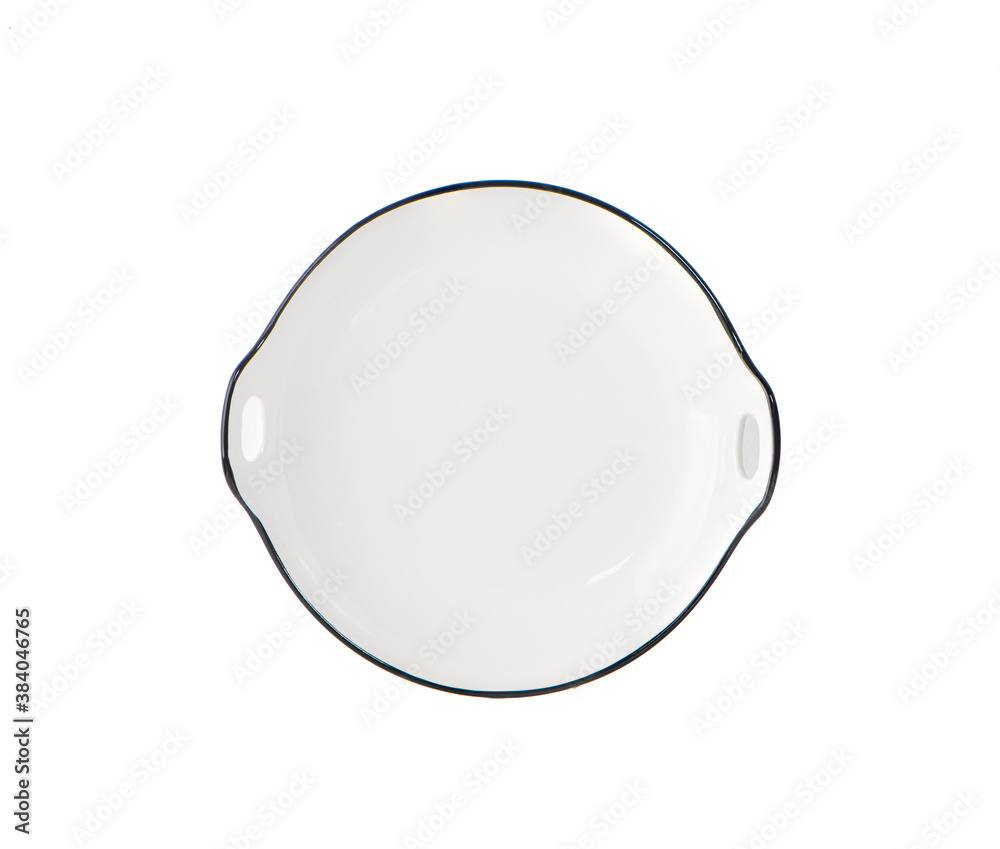white plate isolated on white background. Top view