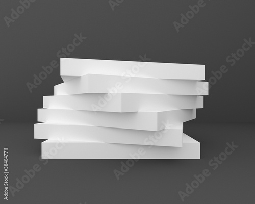 White modern abstract geometric design 3d rendering black background For designing advertisement, product show
